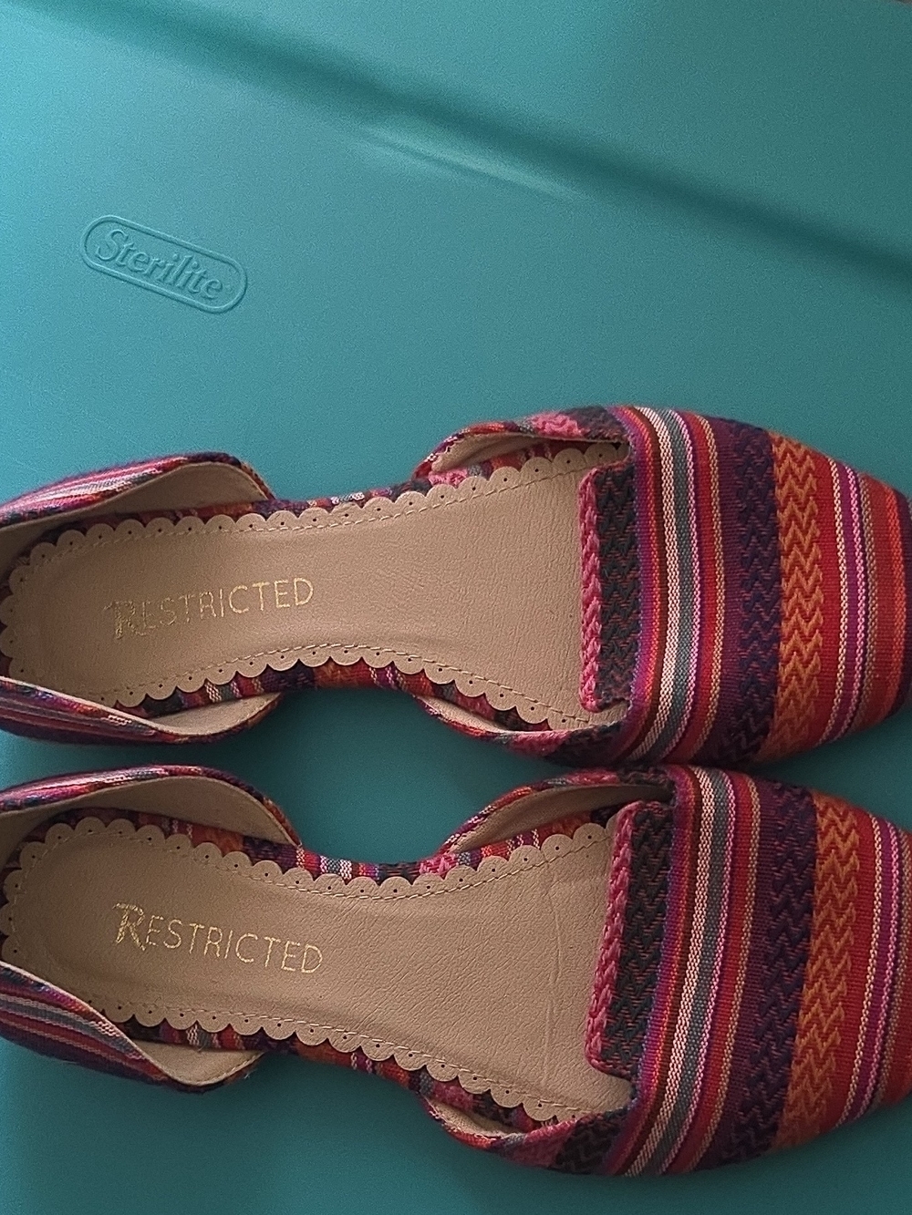 Restricted Multicolor Striped D'Orsay Flats - Pink, Purple, Orange